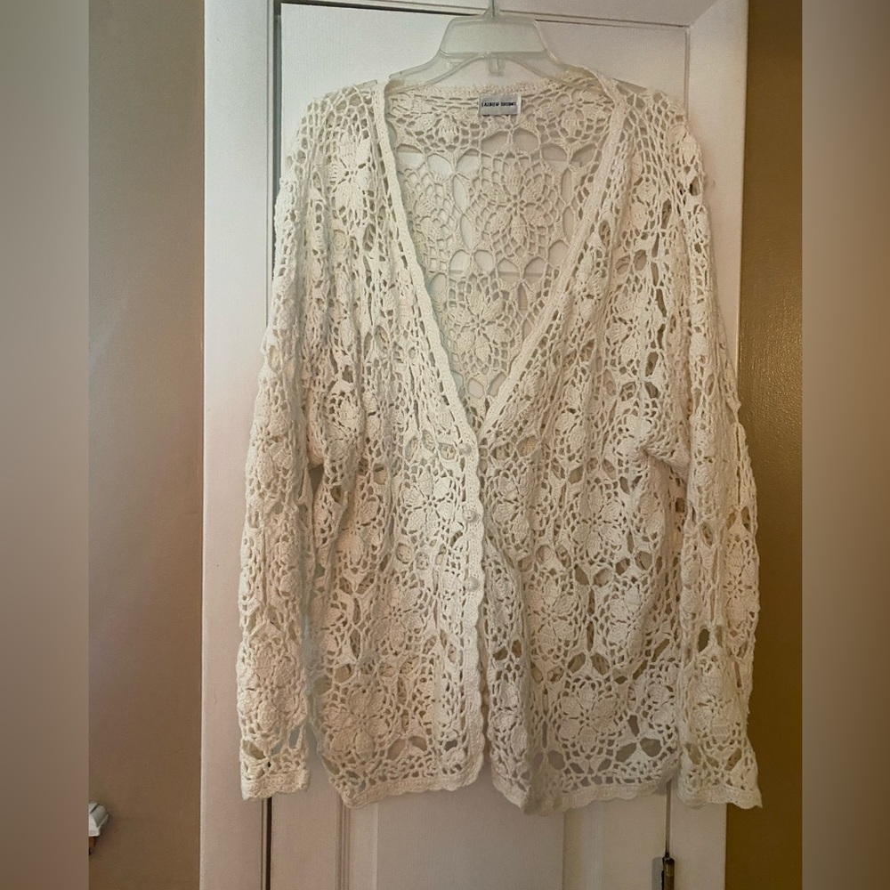 Womens XL Vintaged Embroided Cardigan